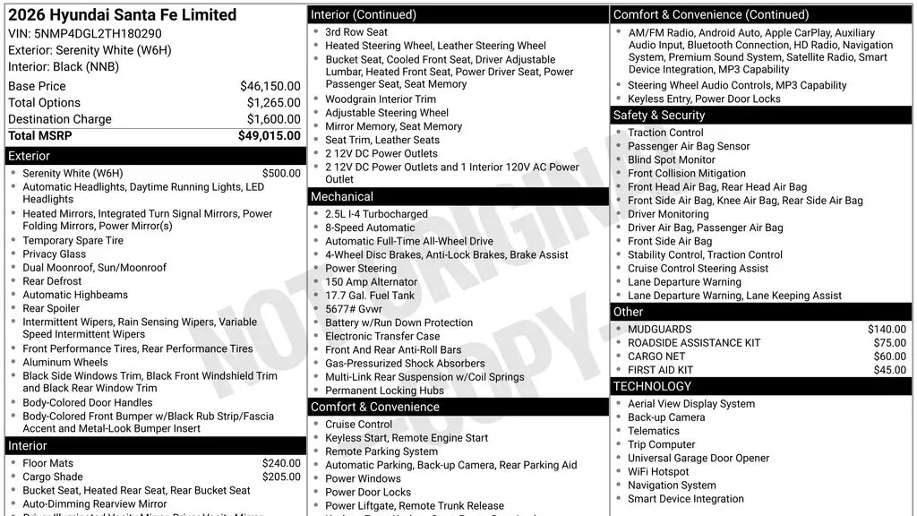 2026 Hyundai SANTA FE Limited