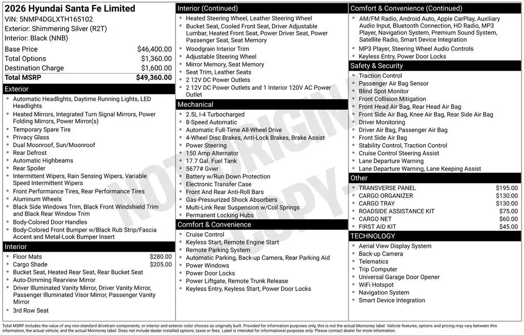 2026 Hyundai Santa Fe - $36,953