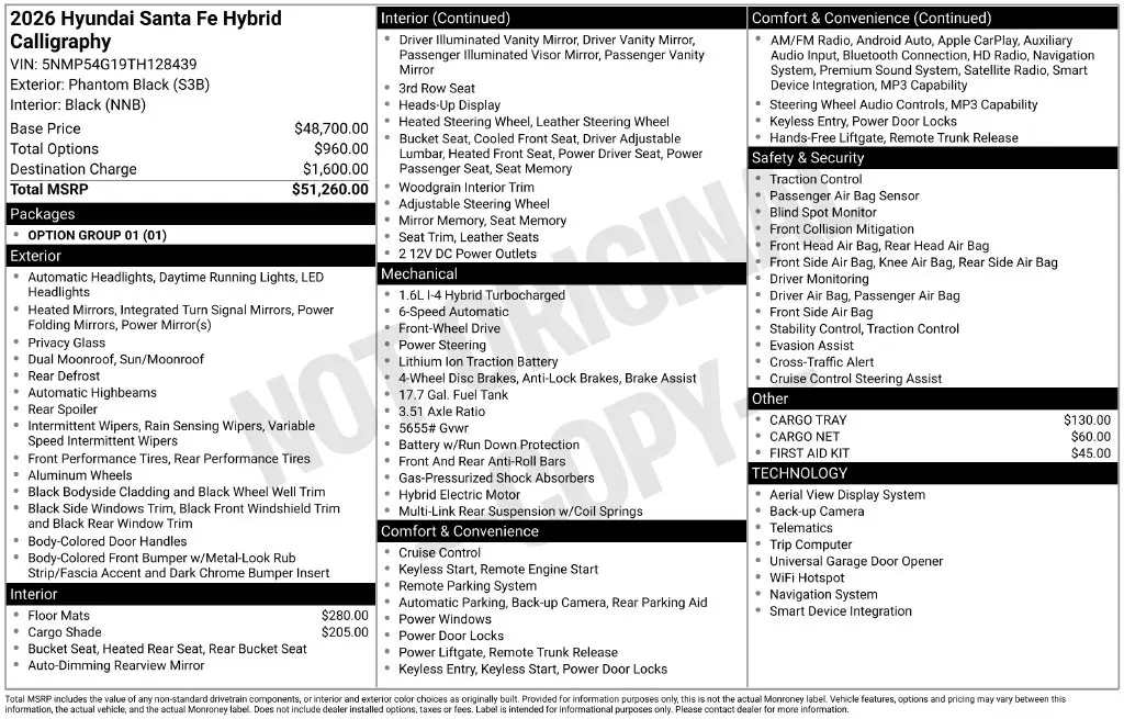2026 Hyundai Santa Fe - $42,000