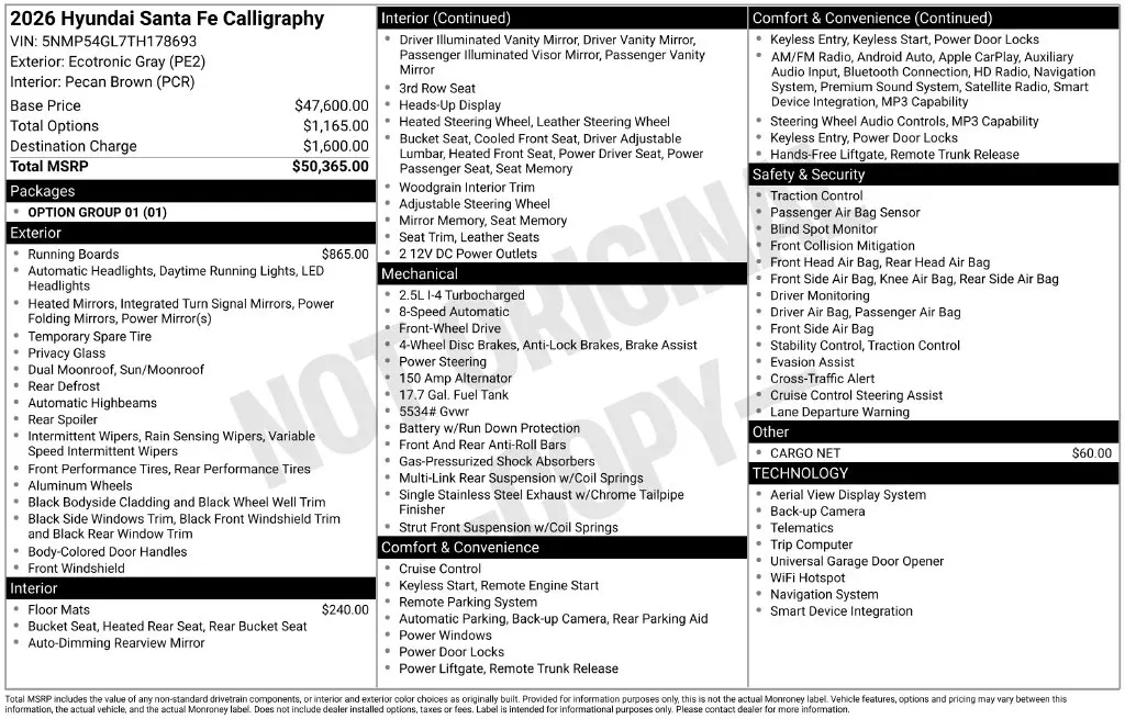 2026 Hyundai Santa Fe - $36,900