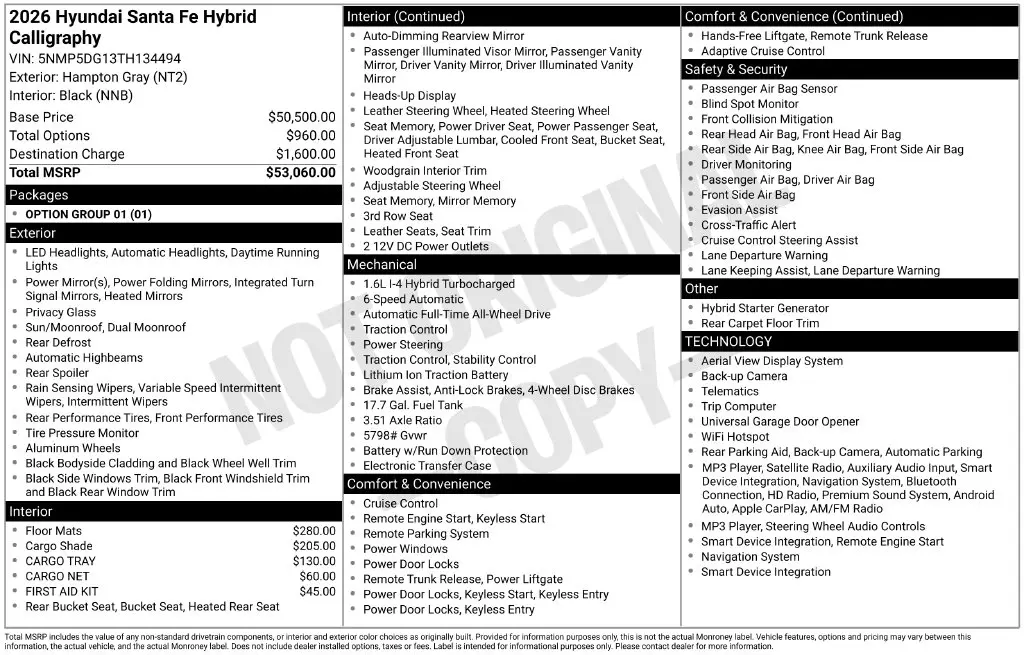2026 Hyundai Santa Fe - $45,716