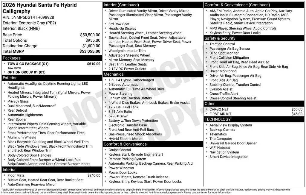 2026 Hyundai Santa Fe - $49,479
