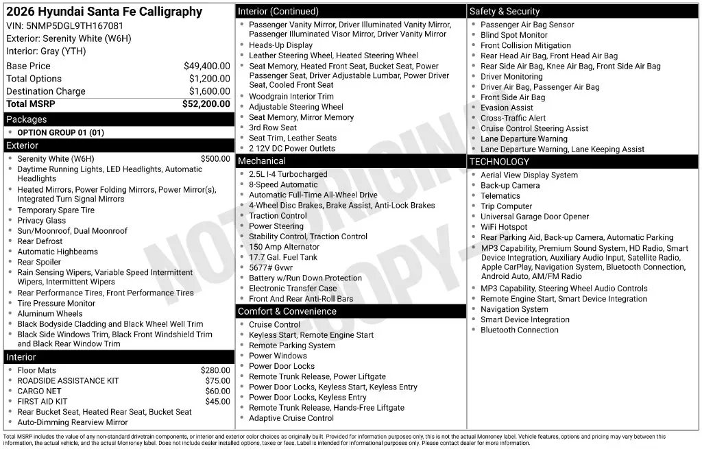 2026 Hyundai Santa Fe - $41,645