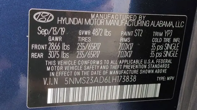 2020 Hyundai SANTA FE SE