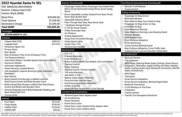 2022 Hyundai Santa Fe - $21,595