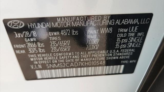 2019 Hyundai SANTA FE SE 2.4L