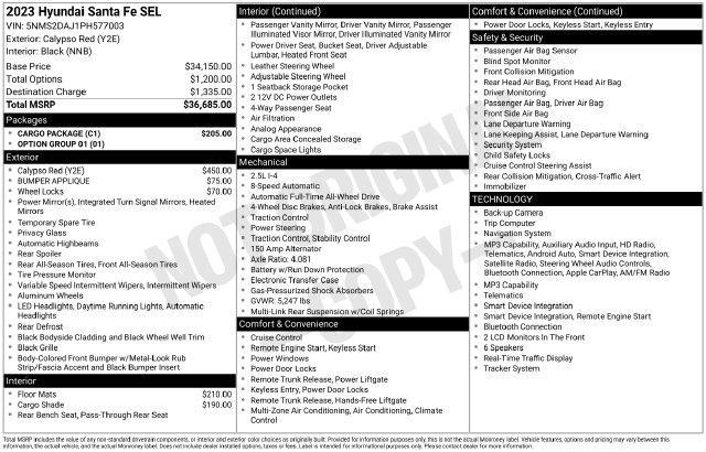 2023 Hyundai Santa Fe - $25,967