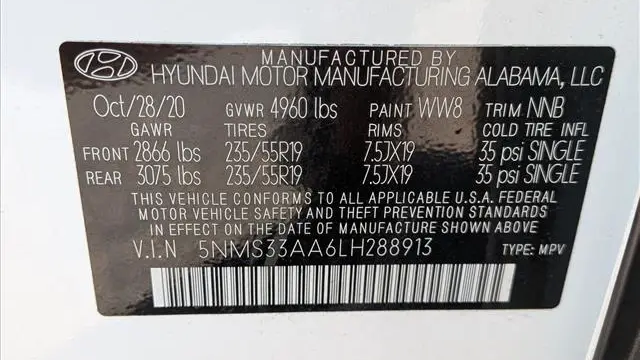 2020 Hyundai SANTA FE SEL 2.0T