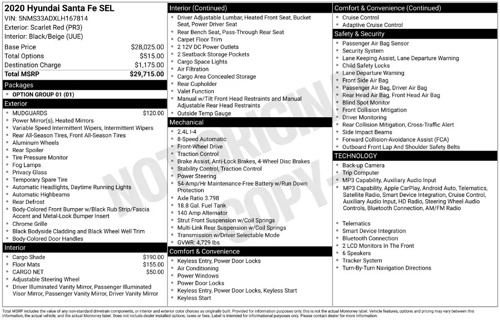 2020 Hyundai Santa Fe - $13,578