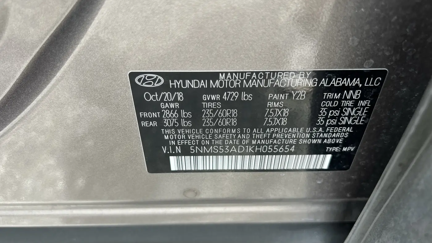 2019 Hyundai SANTA FE Limited 2.4L