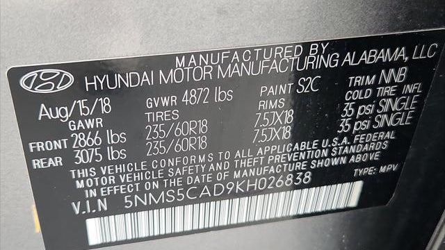 2019 Hyundai SANTA FE Limited 2.4L