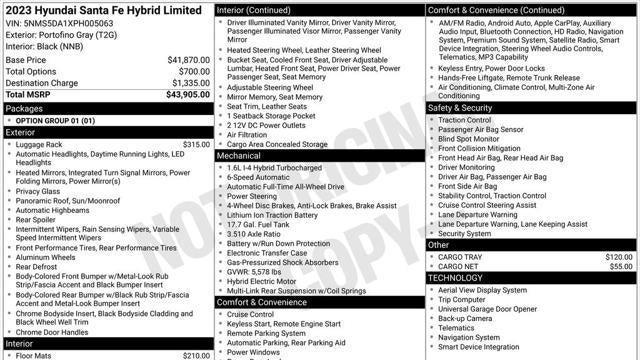 2023 Hyundai SANTA FE Hybrid Limited