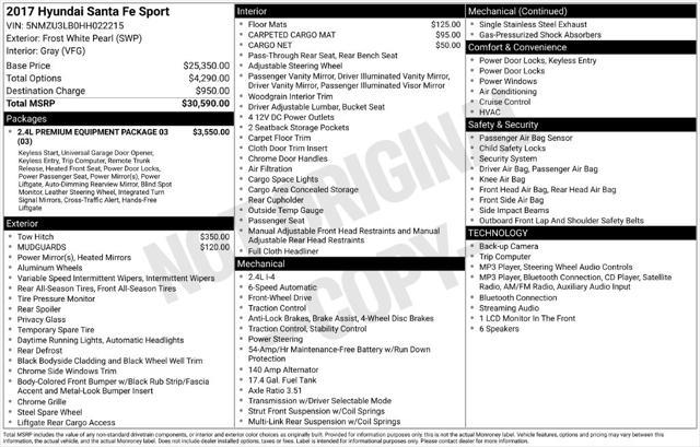 2017 Hyundai Santa Fe Sport - $10,999