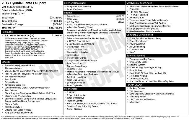 2017 Hyundai Santa Fe Sport - $12,985