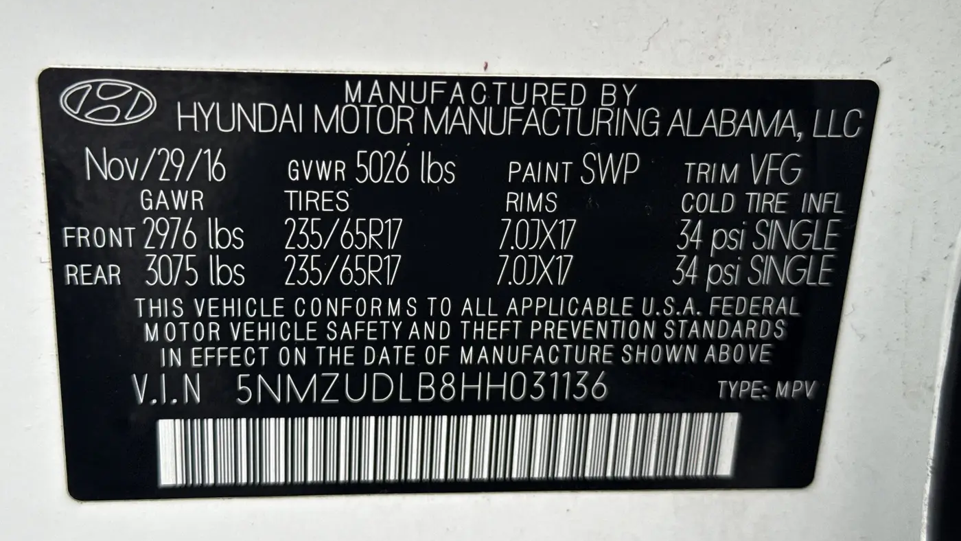 2017 Hyundai SANTA FE Sport 2.4L