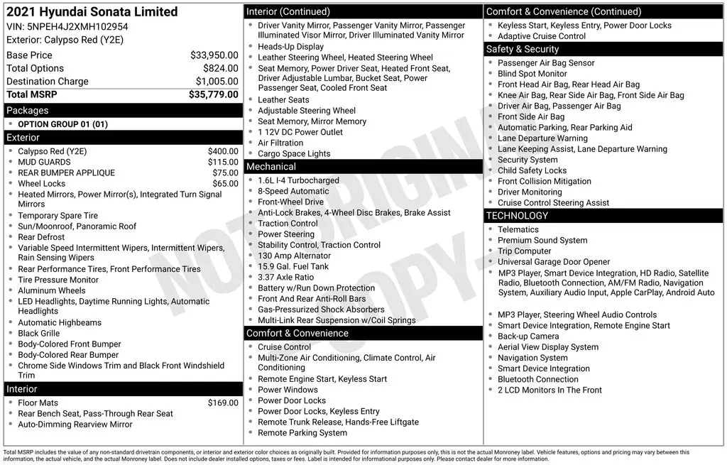 2021 Hyundai Sonata - $21,494