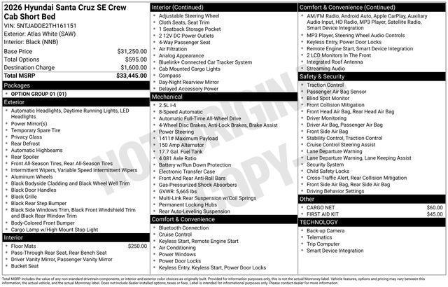 2026 Hyundai Santa Cruz - $29,500