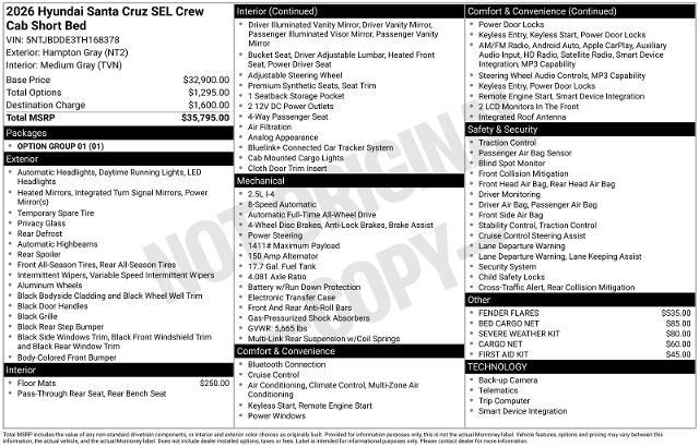 2026 Hyundai Santa Cruz - $31,062