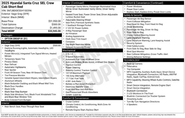 2025 Hyundai Santa Cruz - $27,715