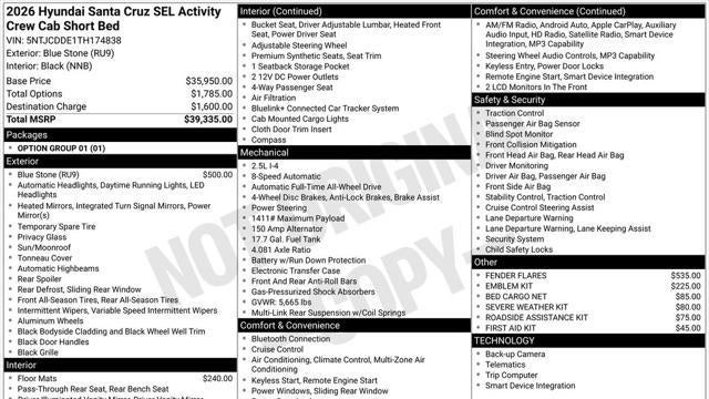2026 Hyundai SANTA CRUZ SEL Activity