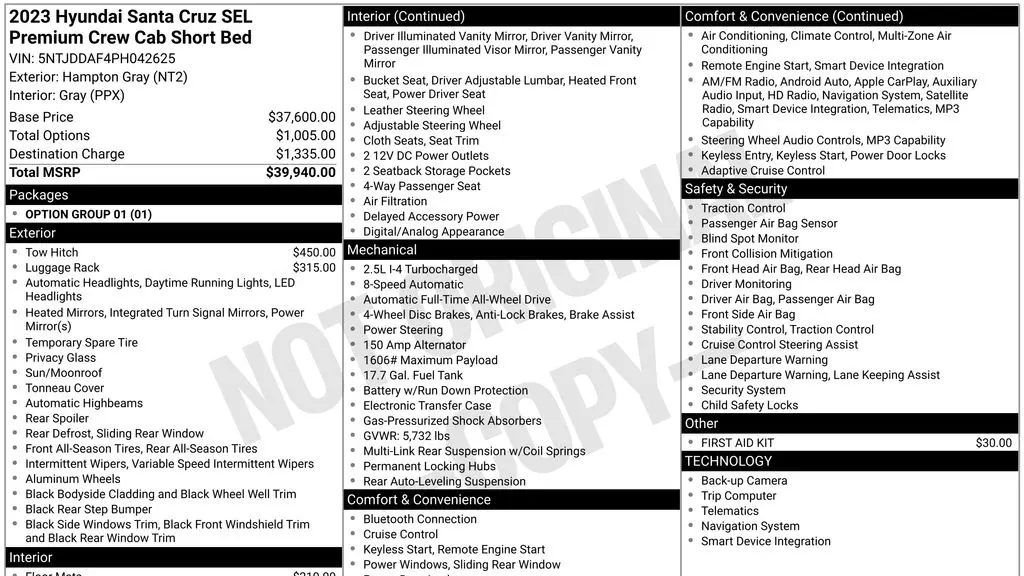 2023 Hyundai SANTA CRUZ SEL Premium