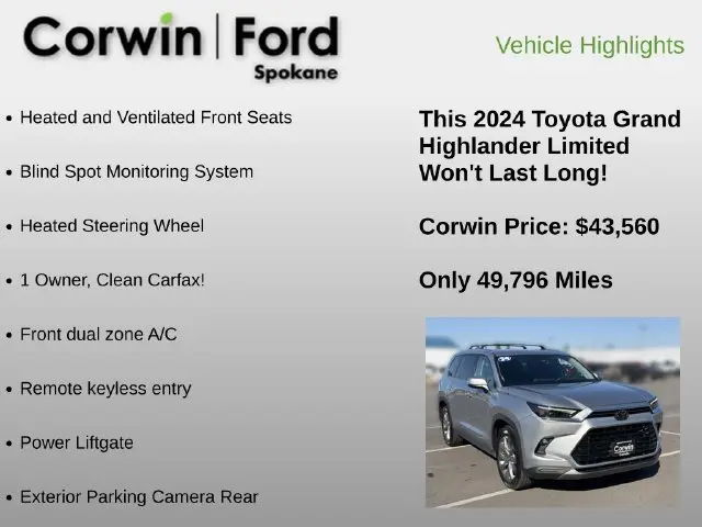 2024 Toyota Highlander - $43,560