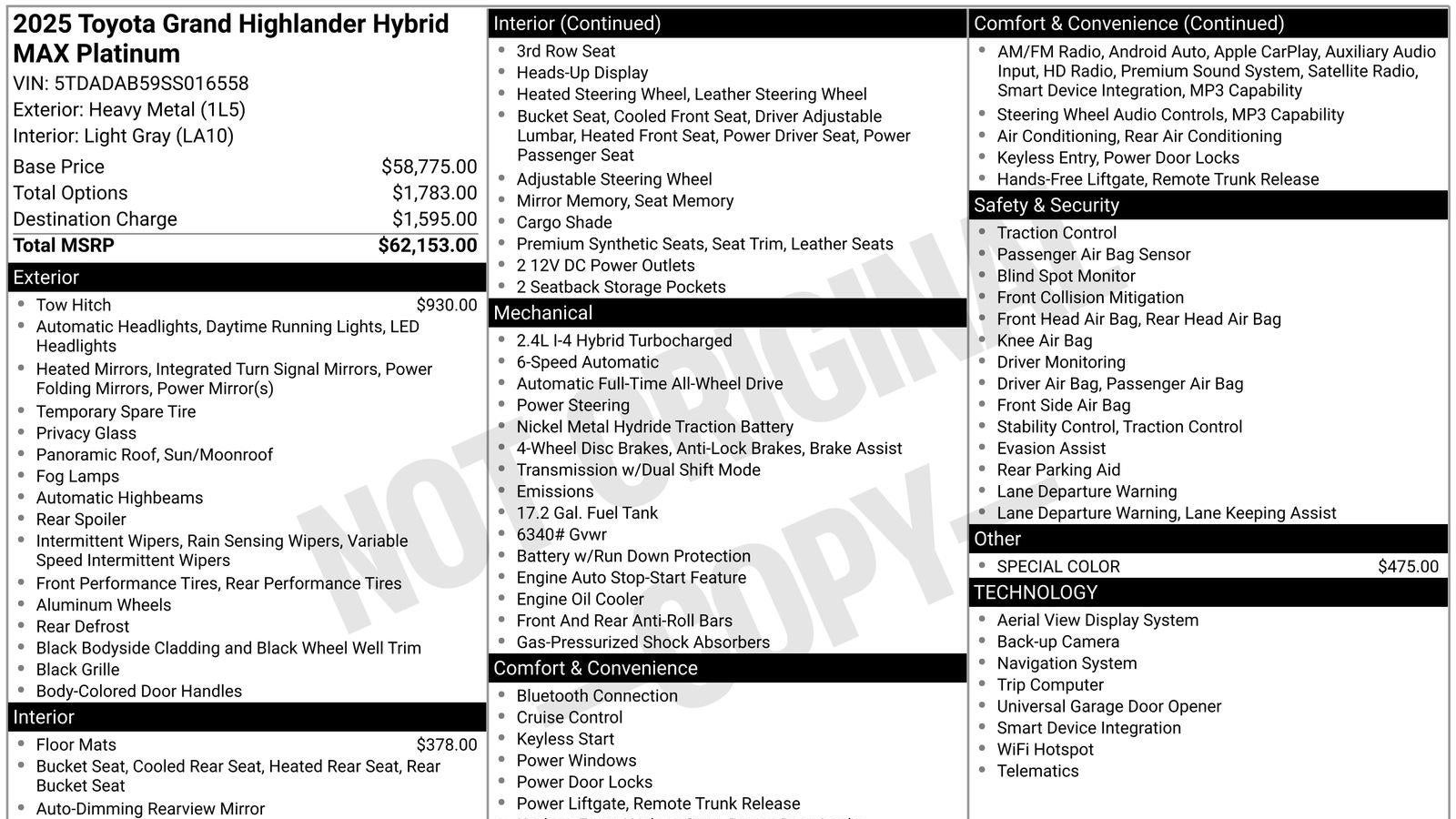 2025 Toyota Grand Highlander Hybrid MAX Platinum