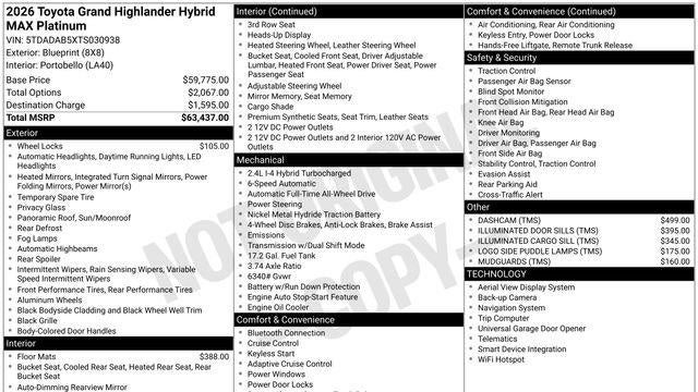 2026 Toyota Grand Highlander Hybrid MAX Limited