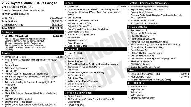 2022 Toyota Sienna LE 8-Passenger