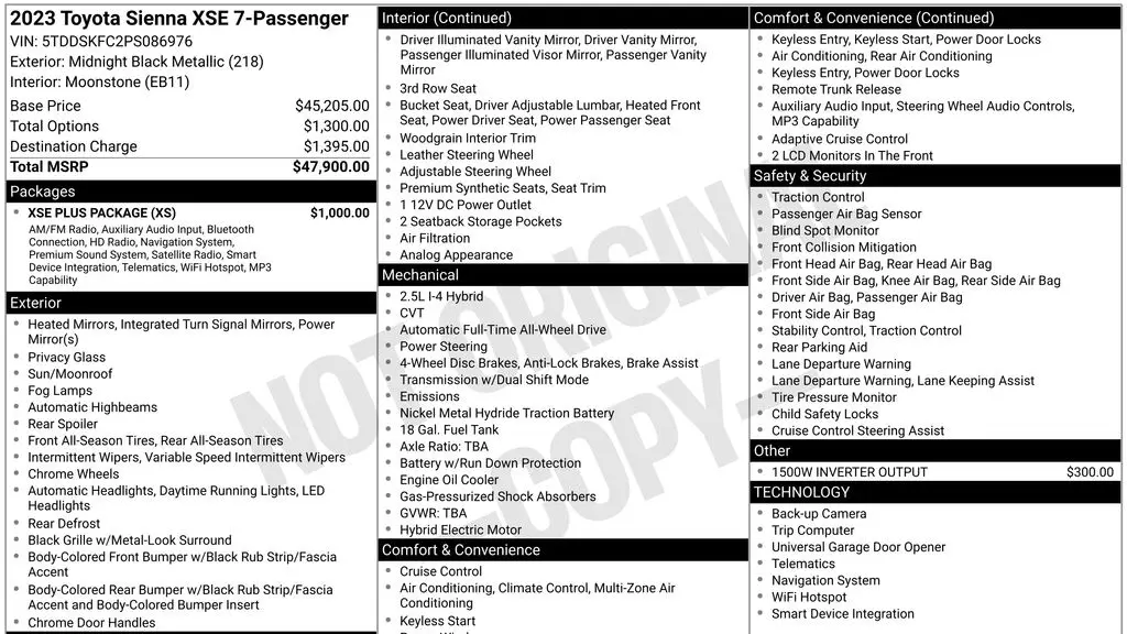 2023 Toyota Sienna XSE 7-Passenger