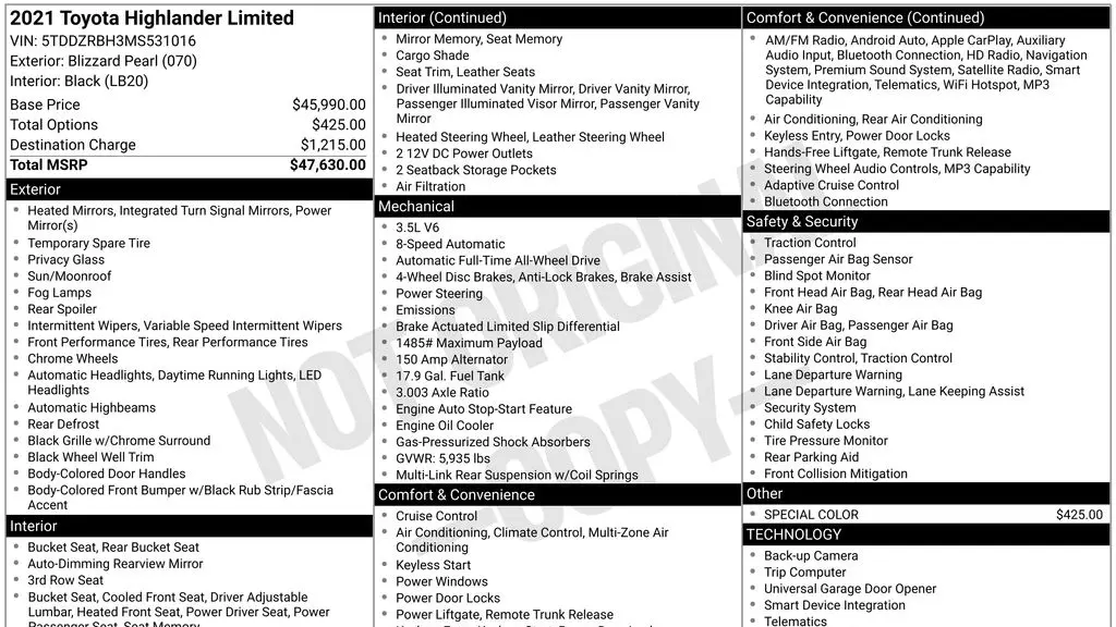 2021 Toyota Highlander Limited