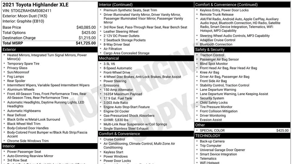 2021 Toyota Highlander XLE