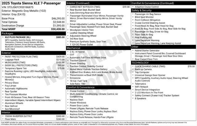 2025 Toyota Sienna - $46,400