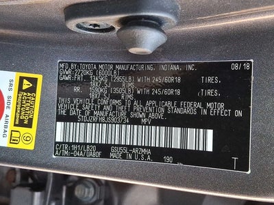 2018 Toyota Highlander AWD XLE 4DR SUV