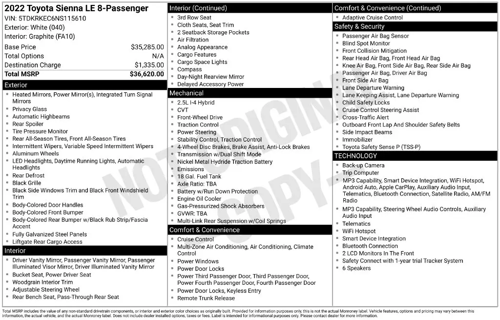 2022 Toyota Sienna - $29,998