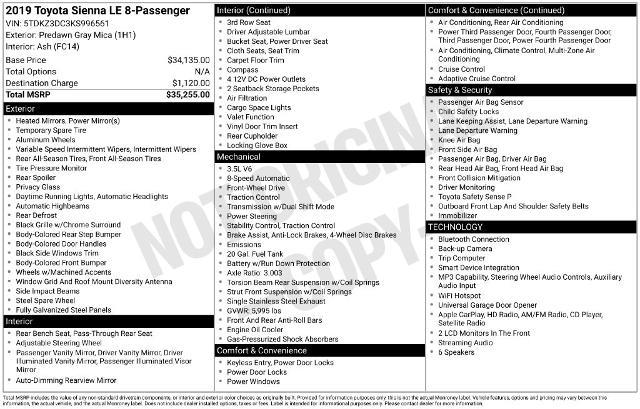 2019 Toyota Sienna - $22,398