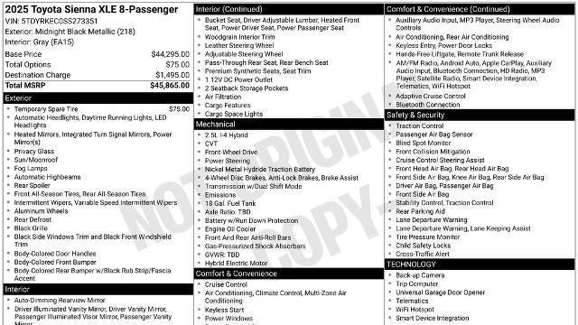 2025 Toyota Sienna XLE 8-Passenger