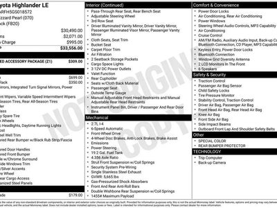 Photo of a 2016 Toyota Highlander LE 4DR SUV (2.7L I4) for sale