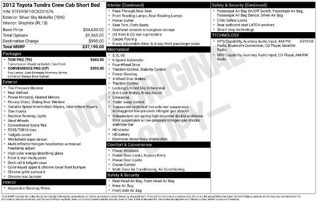 2012 Toyota Tundra - $9,986