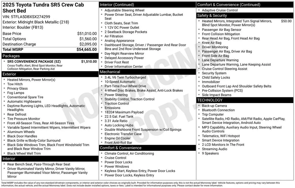 2025 Toyota Tundra - $47,001
