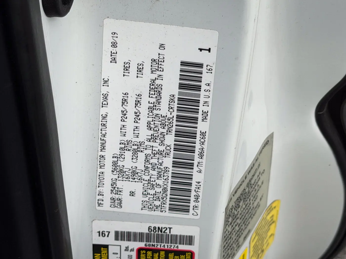 2019 Toyota Tacoma - $20,000