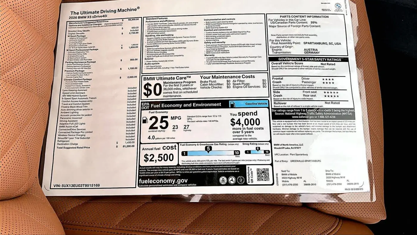 2026 BMW X5 sDrive40i