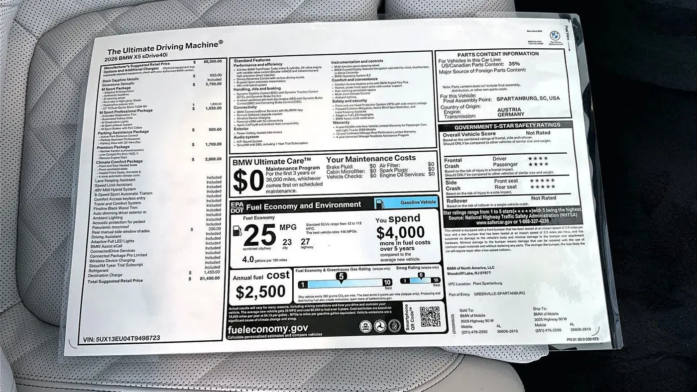 2026 BMW X5 sDrive40i
