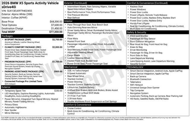 2026 BMW X5 - $67,276