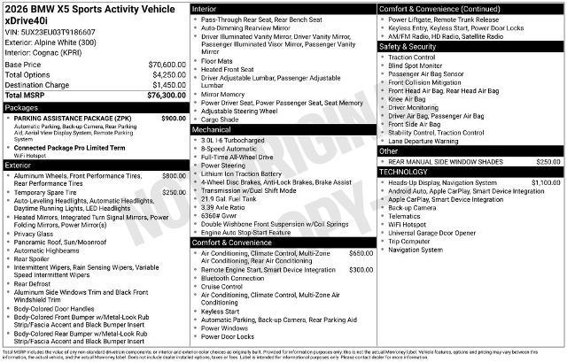 2026 BMW X5 - $63,199