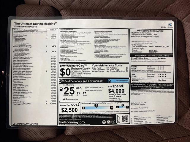 2026 BMW X5 - $79,322