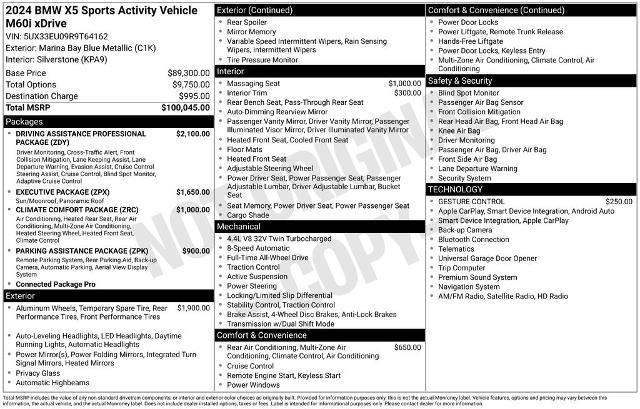 2024 BMW X5 - $66,250