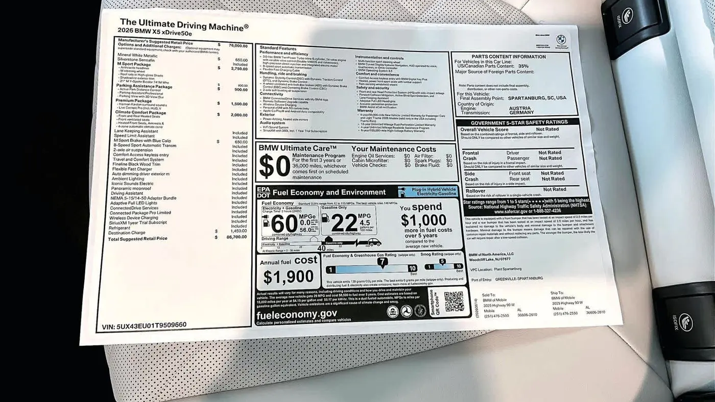 2026 BMW X5 xDrive50e