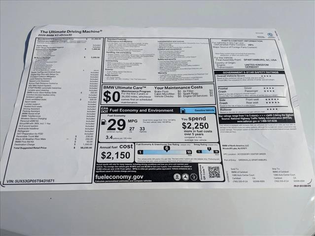 2026 BMW X3 - $55,412