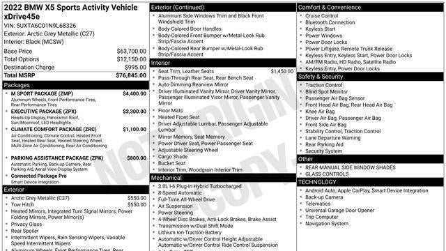 2022 BMW X5 xDrive45e